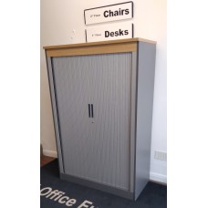 Grey 1600mm high by 1070mm wide double door wood tambour units
